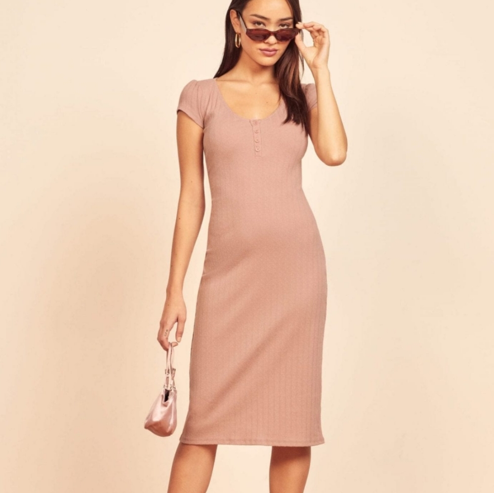 Reformation Pointeille Lucy Dress in Rose XS